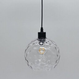 First Choice Lighting Set Of 2 Barnum - Clear Dimple Glass Globe With Black Pendant Fittings - thumbnail 5