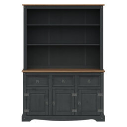 Mercers Furniture Corona Charcoal 3 Door Dresser Solid Wood Mexican Pine Wooden Painted Dark Grey Sideboard Unit - thumbnail 4