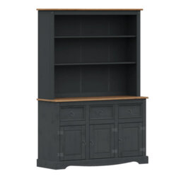 Mercers Furniture Corona Charcoal 3 Door Dresser Solid Wood Mexican Pine Wooden Painted Dark Grey Sideboard Unit - thumbnail 3