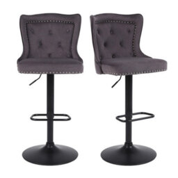 Grey 4 Chairs Luxury Velvet Bar Stools - thumbnail 4