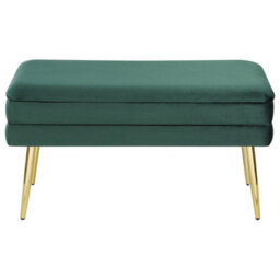 Beliani Upholstered Storage Bench Durham Velvet Dark Green - thumbnail 4