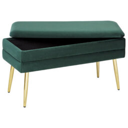 Beliani Upholstered Storage Bench Durham Velvet Dark Green - thumbnail 5