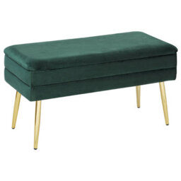 Beliani Upholstered Storage Bench Durham Velvet Dark Green