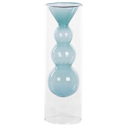 Beliani Flower Vase Kalochi Glass 27 Cm Turquoise - thumbnail 1