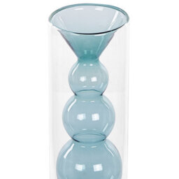 Beliani Flower Vase Kalochi Glass 27 Cm Turquoise - thumbnail 4