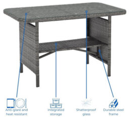 Evre Mixed Grey Florence Garden Rattan Furniture Dining Set 4 Piece Seat Chair Outdoor Wicker Cover - Inc Weekend Delivery - thumbnail 6