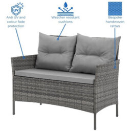 Evre Mixed Grey Florence Garden Rattan Furniture Dining Set 4 Piece Seat Chair Outdoor Wicker Cover - Inc Weekend Delivery - thumbnail 4