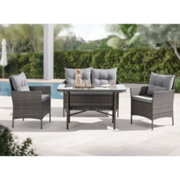 Evre Mixed Grey Florence Garden Rattan Furniture Dining Set 4 Piece Seat Chair Outdoor Wicker Cover - Inc Weekend Delivery - thumbnail 2