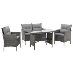 Evre Mixed Grey Florence Garden Rattan Furniture Dining Set 4 Piece Seat Chair Outdoor Wicker Cover - Inc Weekend Delivery - thumbnail 3