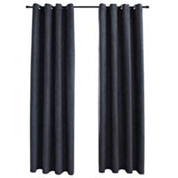 Berkfield Elegant Blackout Curtains With Metal Rings 2 Pcs Anthracite 140X245 Cm