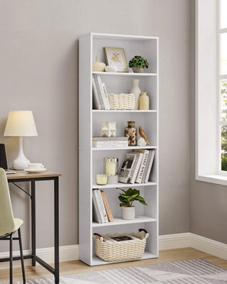 Songmics 6-Tiered Bookshelf, Modern Bookcase, Storage Organizer Rack, For Living Room, Study, Office, Bedroom, Cloud White - image 1