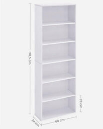 Songmics 6-Tiered Bookshelf, Modern Bookcase, Storage Organizer Rack, For Living Room, Study, Office, Bedroom, Cloud White - thumbnail 2
