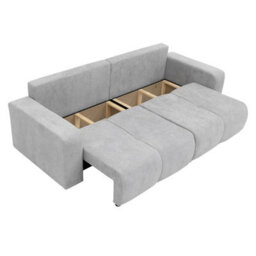 Furyn 3 Seater Sofa Bed With 2 Bedding Storage Compartments 135 X 202Cm Sleep Area Freestanding Upholstered Back Light Grey - thumbnail 4