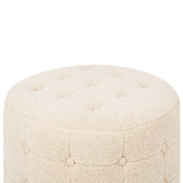 Wyld And Coco Beige Bouclé Round Pouffe Footstool With Button Tufting, 55Cm - thumbnail 5
