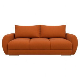 Modern Velour Fabric Sofa With Springs Easy Clean Upholstery Logo 2 Collection Orange - thumbnail 2