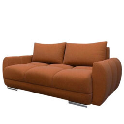 Modern Velour Fabric Sofa With Springs Easy Clean Upholstery Logo 2 Collection Orange - thumbnail 3