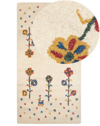 Wyld And Coco Naturaweave Hand-Tufted Wool Area Rug 80 X 150 Cm Beige Floral Pattern - thumbnail 1
