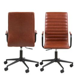 Furniture To Go Winslow Swivel Desk Chair With Adjustable Height Function In Vintage Brandy - thumbnail 2