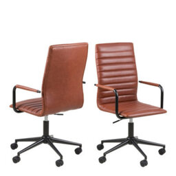 Furniture To Go Winslow Swivel Desk Chair With Adjustable Height Function In Vintage Brandy - thumbnail 1
