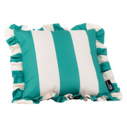 Hayward 50 X 50Cm Outdoor Cushion, Retro Green Stripe Frill Edge Design, Shower-Resistant Square Cushion For Garden & Patio - thumbnail 2