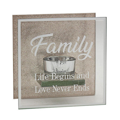 Glass & Rose Gold Glitter Tea Light Candle Holder - Family - image 1