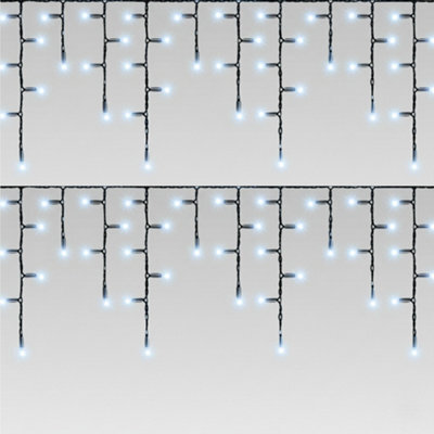 Pegdev - Pdl Cool White Led Icicle Lights Black Rubber Cable 60 40 20Cm Drop Outdoor Indoor Connectable Durable System 5M - image 1