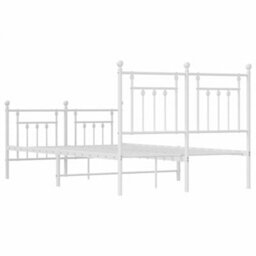 Berkfield Metal Bed Frame With Headboard And Footboard White 120X190 Cm - thumbnail 8