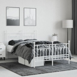 Berkfield Metal Bed Frame With Headboard And Footboard White 120X190 Cm - thumbnail 3