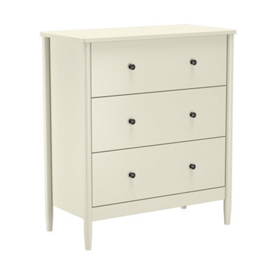 Matt Natural Cream No Effect 3 Drawer Painted Chest (H)900mm (W)800mm (D)395mm
