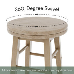 Lassic Chef Vida Wooden Revolving Pine Bar Stool - Set Of 2 - thumbnail 3