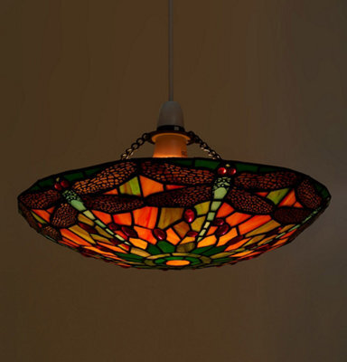 "K Living 14"" (36Cm) Mitcham Tiffany Easy Fit Non Electrical Pendant Light Shade" - image 1