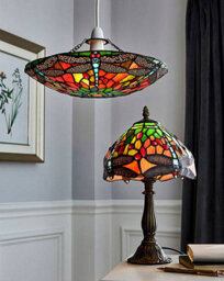 "K Living 14"" (36Cm) Mitcham Tiffany Easy Fit Non Electrical Pendant Light Shade" - thumbnail 8