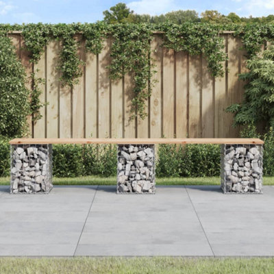 Walplus Garden Bench Gabion Design 203X31X42 Cm Solid Wood Pine - image 1