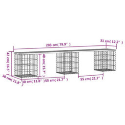 Walplus Garden Bench Gabion Design 203X31X42 Cm Solid Wood Pine - thumbnail 8