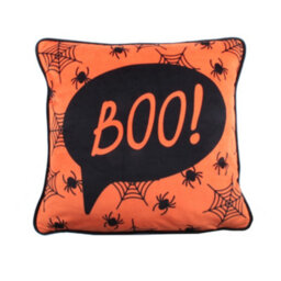 Bedlam Boo Luxe Velvet Orange Filled Cushion