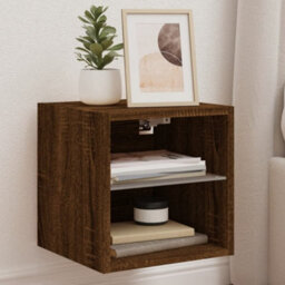 Walplus Tv Wall Cabinets With Led Lights 2 Pcs Brown Oak 30X28.5X30 Cm - thumbnail 1