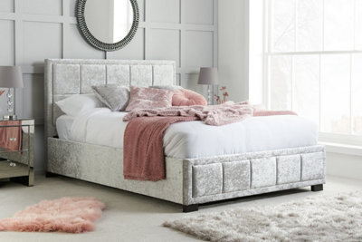 Birlea Hannover Double Bed Steel Crushed Velvet - image 1