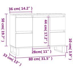 Vidaxl Bathroom Cabinet Smoked Oak 80X33X60 Cm Engineered Wood - thumbnail 3
