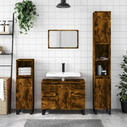 Vidaxl Bathroom Cabinet Smoked Oak 80X33X60 Cm Engineered Wood - thumbnail 1