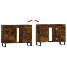 Vidaxl Bathroom Cabinet Smoked Oak 80X33X60 Cm Engineered Wood - thumbnail 9
