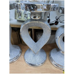 DEENZ Silver Side Table Crushed Diamond Glitter Mirrored End Table F068