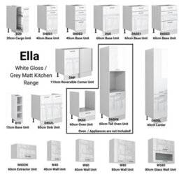 Impact Furniture Kitchen Cabinets Set 10 Unit Modern White Gloss Compete Base Wall 240Cm Cupboards Package Soft Close Ella - thumbnail 9