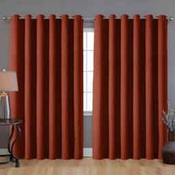 Ameha Linen Texture Fabric Rust 100%blackout Curtain 90''x 90'' Pair- 260Gsm Ready Made With Tie Backs,thermal Insulated For Uk - thumbnail 1