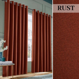 Ameha Linen Texture Fabric Rust 100%blackout Curtain 90''x 90'' Pair- 260Gsm Ready Made With Tie Backs,thermal Insulated For Uk - thumbnail 2
