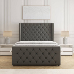Bsspoke Anna Divan Bed Set Grey Plush Velvet With 54Inch Headboard & Footboard 2 Drawers Footend & Mattress In All Sizes - thumbnail 2