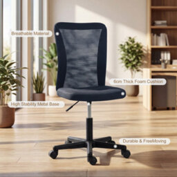 Vinsetto Armless Office Chair, Swivel Desk Chair W/ Adjustable Height - thumbnail 4