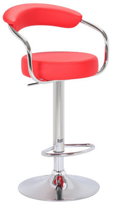 Lamboro Zenith Kitchen Bar Stool, Chrome Footrest, Height Adjustable Swivel Gas Lift, Home Bar & Breakfast Barstool, Faux-Leather, Red - image 1