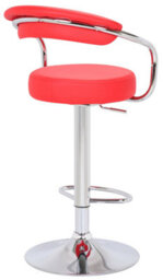 Lamboro Zenith Kitchen Bar Stool, Chrome Footrest, Height Adjustable Swivel Gas Lift, Home Bar & Breakfast Barstool, Faux-Leather, Red - thumbnail 4