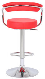 Lamboro Zenith Kitchen Bar Stool, Chrome Footrest, Height Adjustable Swivel Gas Lift, Home Bar & Breakfast Barstool, Faux-Leather, Red - thumbnail 5