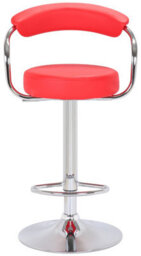 Lamboro Zenith Kitchen Bar Stool, Chrome Footrest, Height Adjustable Swivel Gas Lift, Home Bar & Breakfast Barstool, Faux-Leather, Red - thumbnail 3